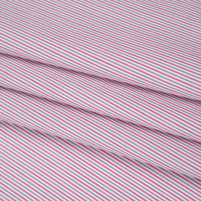 Cotton Shirting - Red, Black and White Stripes - Deadstock