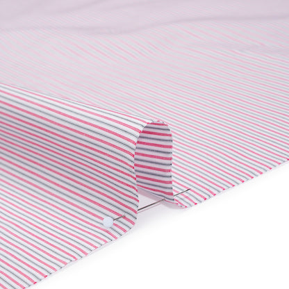 Cotton Shirting - Red, Black and White Stripes - Deadstock