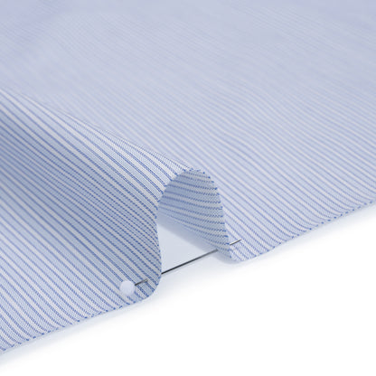 Cotton Twill Shirting - Sky Blue, Blue and White Bordered Candy Stripes - Deadstock