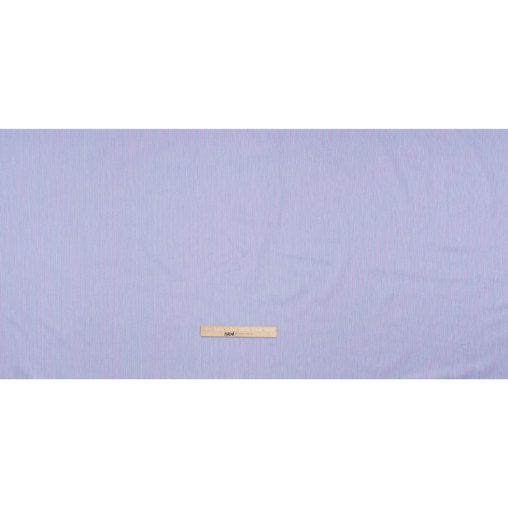 Cotton Twill Shirting - Dark Blue, Purple and White Stripes - Deadstock