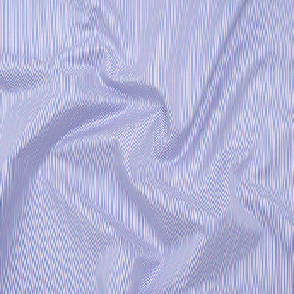 Cotton Twill Shirting - Dark Blue, Purple and White Stripes - Deadstock