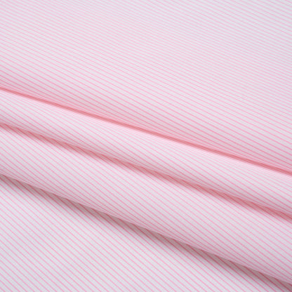 Cotton Shirting - Blush Pink and White Stripes - Deadstock