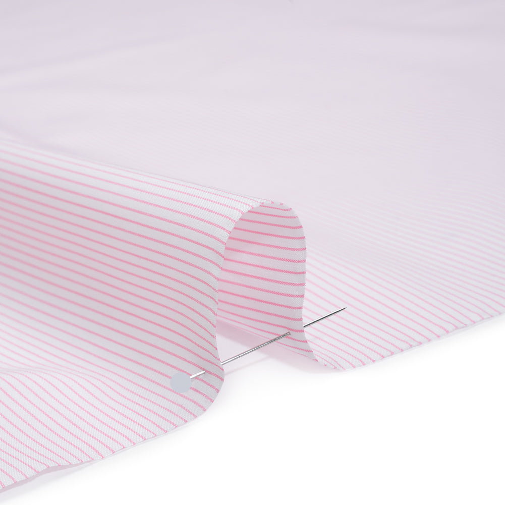 Cotton Shirting - Blush Pink and White Stripes - Deadstock