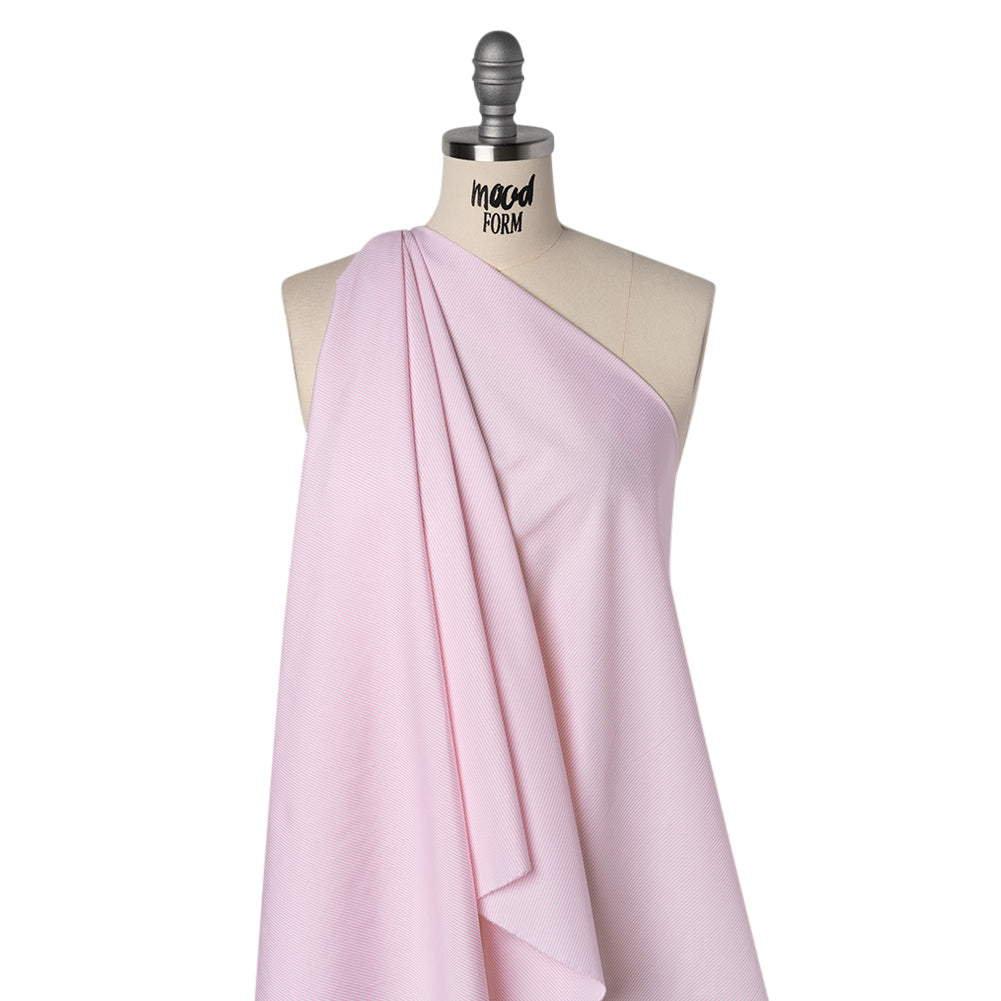 Cotton Shirting - Blush Pink and White Stripes - Deadstock