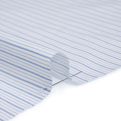 Cotton Twill Shirting - Sky Blue, Navy and White Stripes - Deadstock