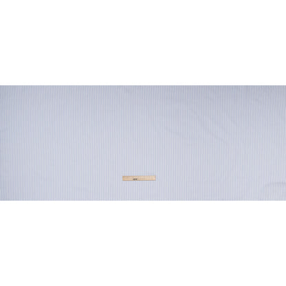 Cotton Twill Shirting - Sky Blue, Navy and White Stripes - Deadstock