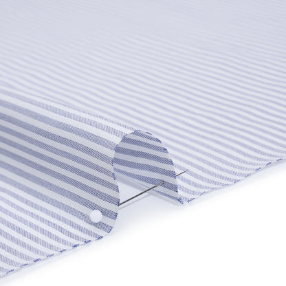 Cotton Basketweave Shirting - Blue and White Candy Stripes - Deadstock