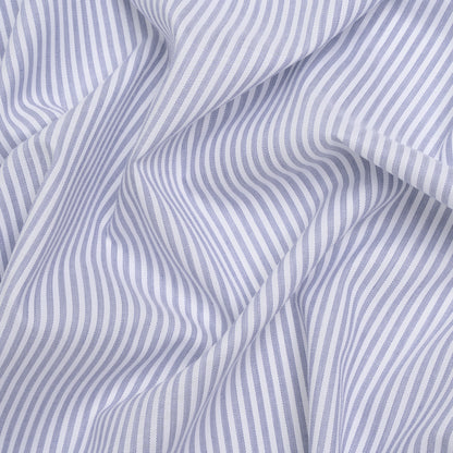 Cotton Basketweave Shirting - Blue and White Candy Stripes - Deadstock