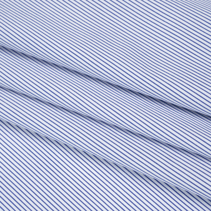 Cotton Shirting - Cobalt Blue and White Stripes - Deadstock