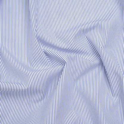 Cotton Shirting - Cobalt Blue and White Stripes - Deadstock