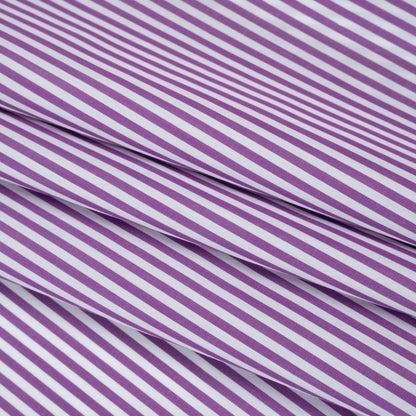 Cotton Shirting - Grape and White Candy Stripes - Deadstock