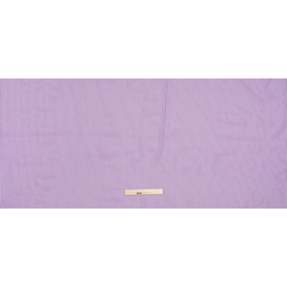 Cotton Shirting - Grape and White Candy Stripes - Deadstock