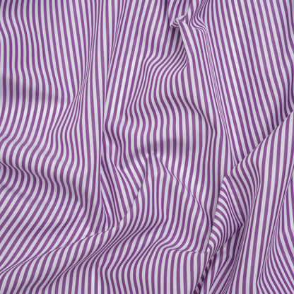 Cotton Shirting - Grape and White Candy Stripes - Deadstock