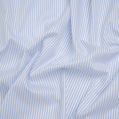 Tiny Herringbone Cotton Twill Shirting - Light Blue and White Stripes - Deadstock