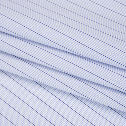 Cotton Shirting - Sky Blue, Navy and White Stripes - Deadstock