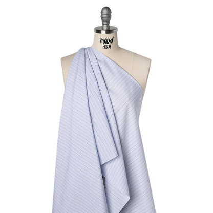 Cotton Shirting - Sky Blue, Navy and White Stripes - Deadstock