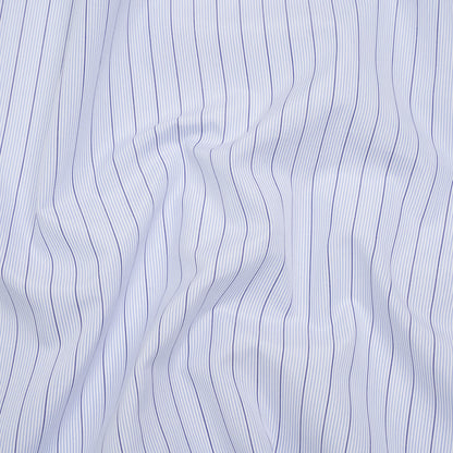 Cotton Shirting - Sky Blue, Navy and White Stripes - Deadstock