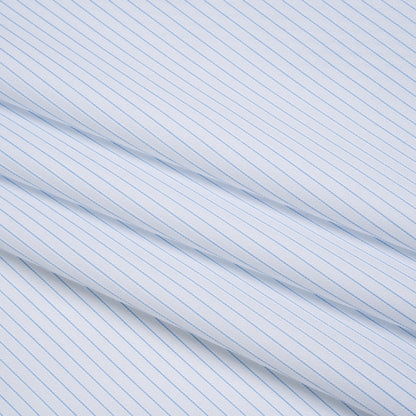 Cotton Twill Shirting - Light Blue and White Stripes - Deadstock