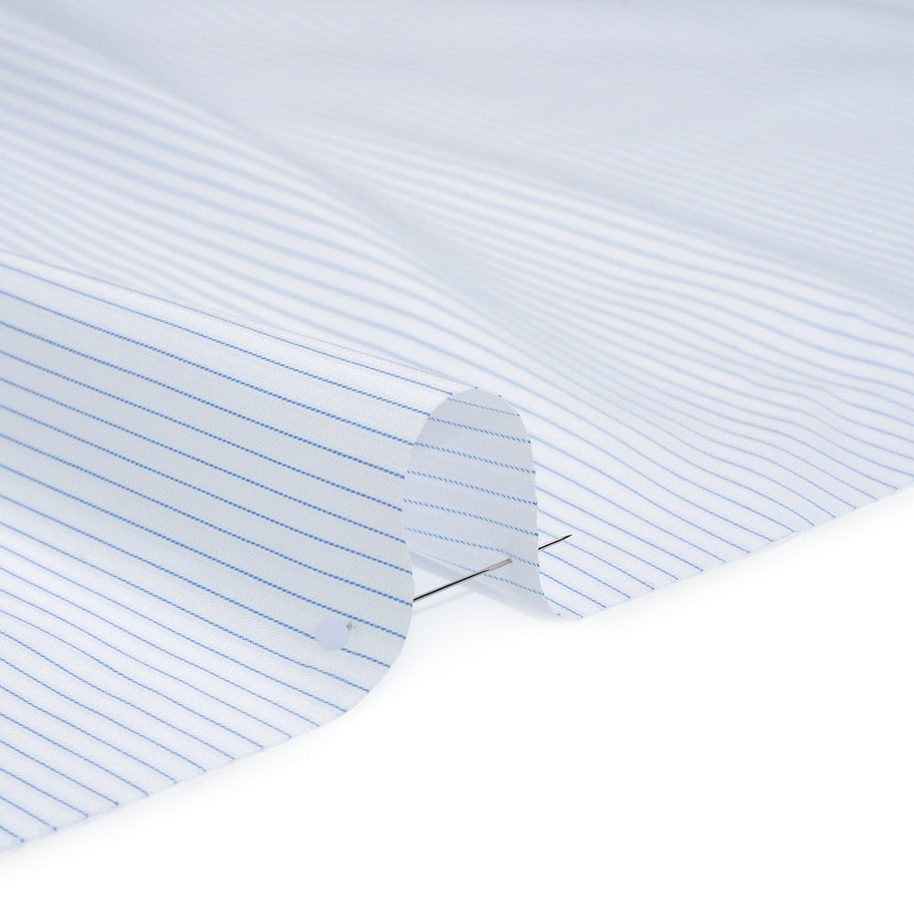 Cotton Twill Shirting - Light Blue and White Stripes - Deadstock