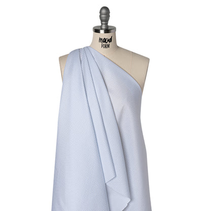 Cotton Twill Shirting - Light Blue and White Stripes - Deadstock