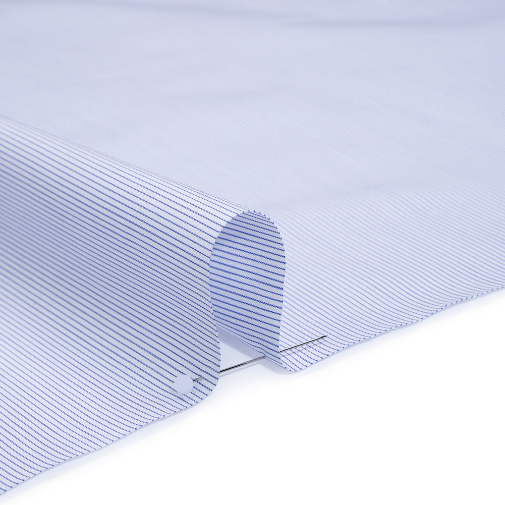 Cotton Shirting - Dark Blue and White Pinstripes - Deadstock