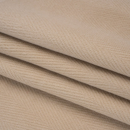 Wool Blend Herringbone Twill Coating Made in Italy - Nude - Deadstock