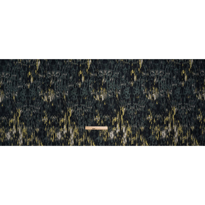 Polyester Brocade Made in Italy - Navy, Muted Blue and Lime Green Abstract Water Ripples - Deadstock