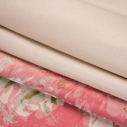 Polyester Brocade Panel Made in Italy - Pale Pink, Light Blue and Leaf Green Floral - Deadstock