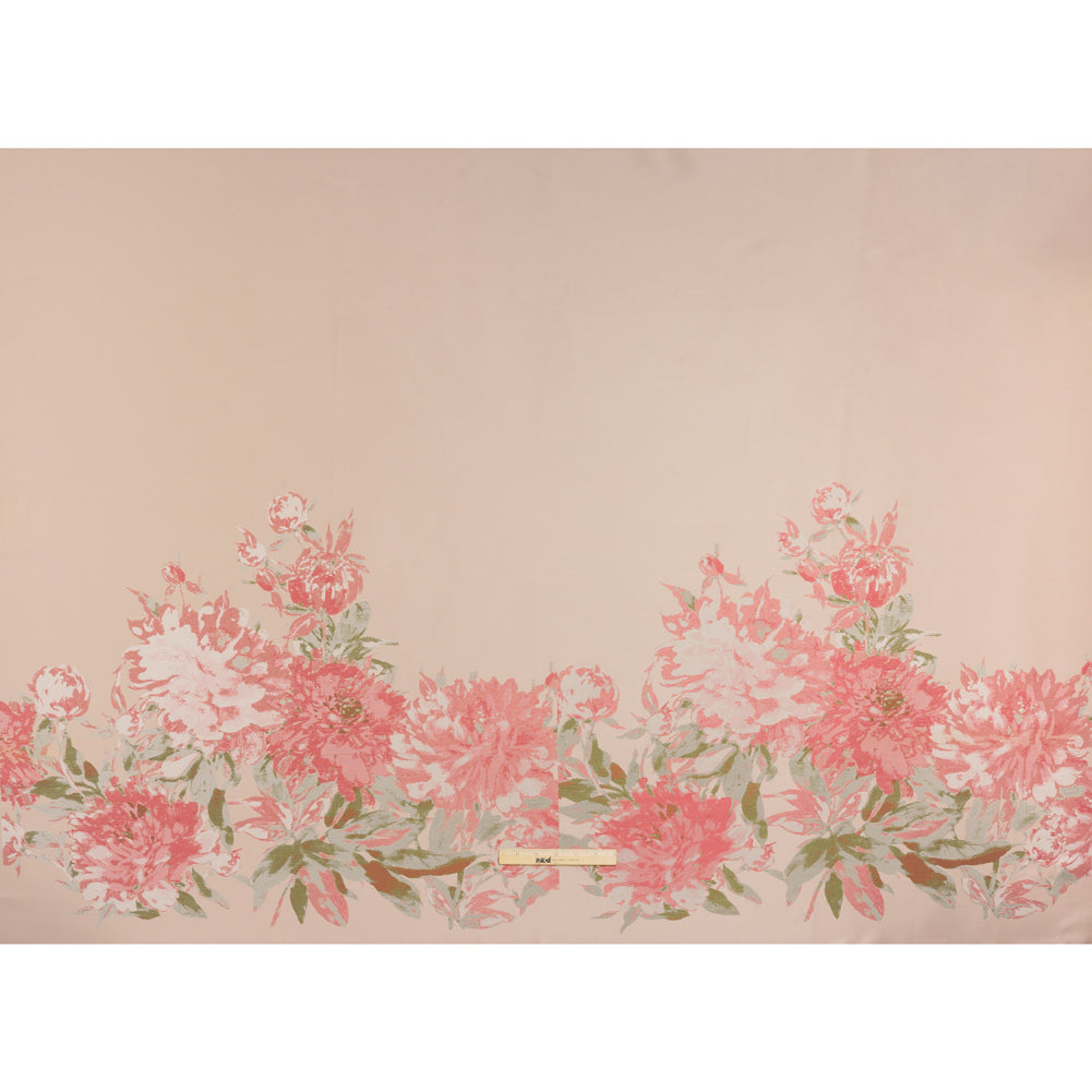 Polyester Brocade Panel Made in Italy - Pale Pink, Light Blue and Leaf Green Floral - Deadstock