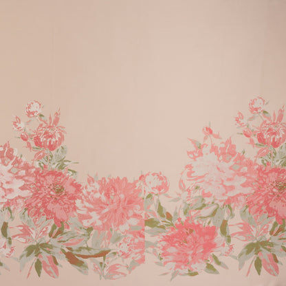 Polyester Brocade Panel Made in Italy - Pale Pink, Light Blue and Leaf Green Floral - Deadstock