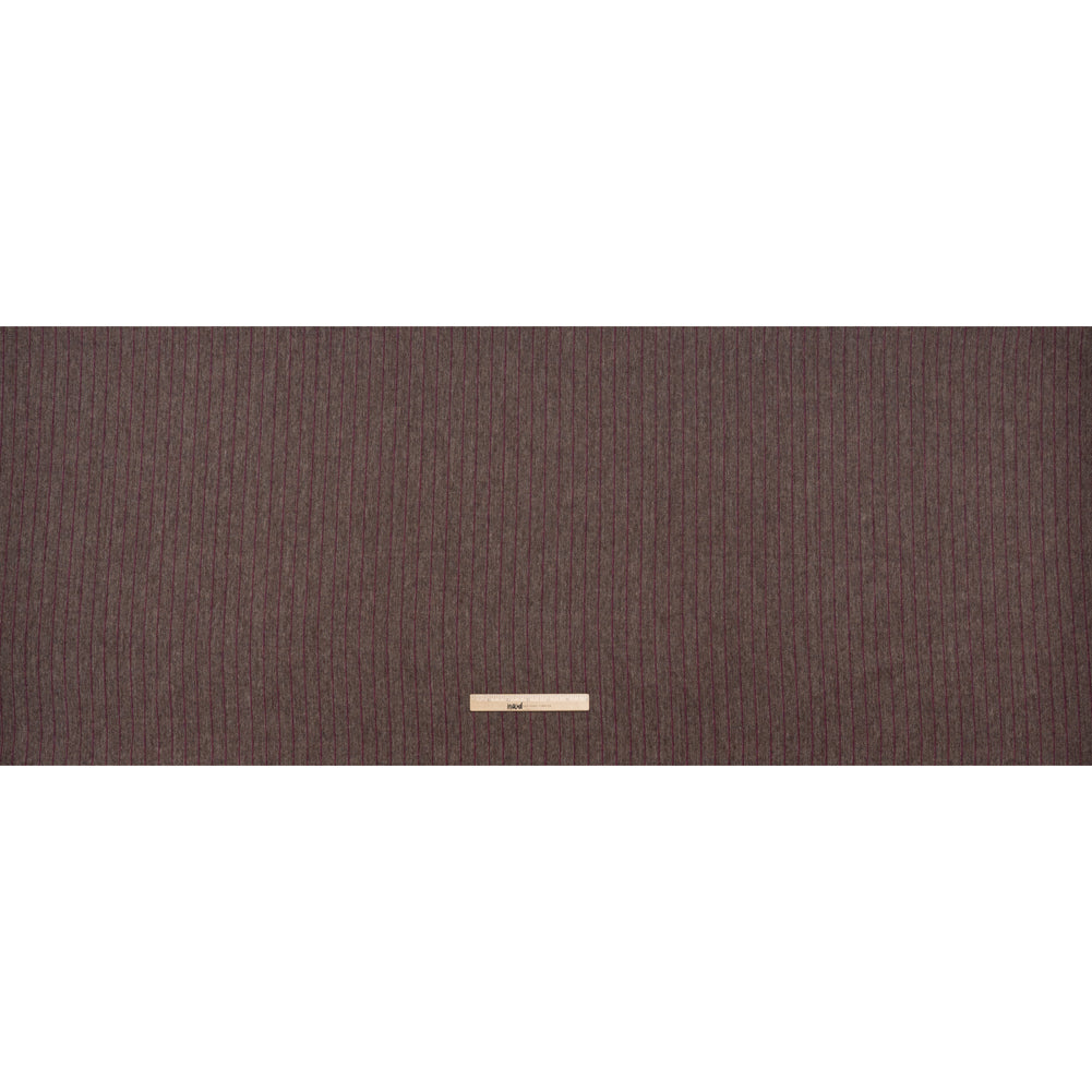 Brushed Wool Twill Made in Italy - Fuchsia and Brown Chalk Stripes - Deadstock