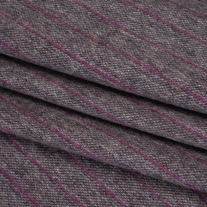 Brushed Wool Twill Made in Italy - Fuchsia and Gray Chalk Stripes - Deadstock