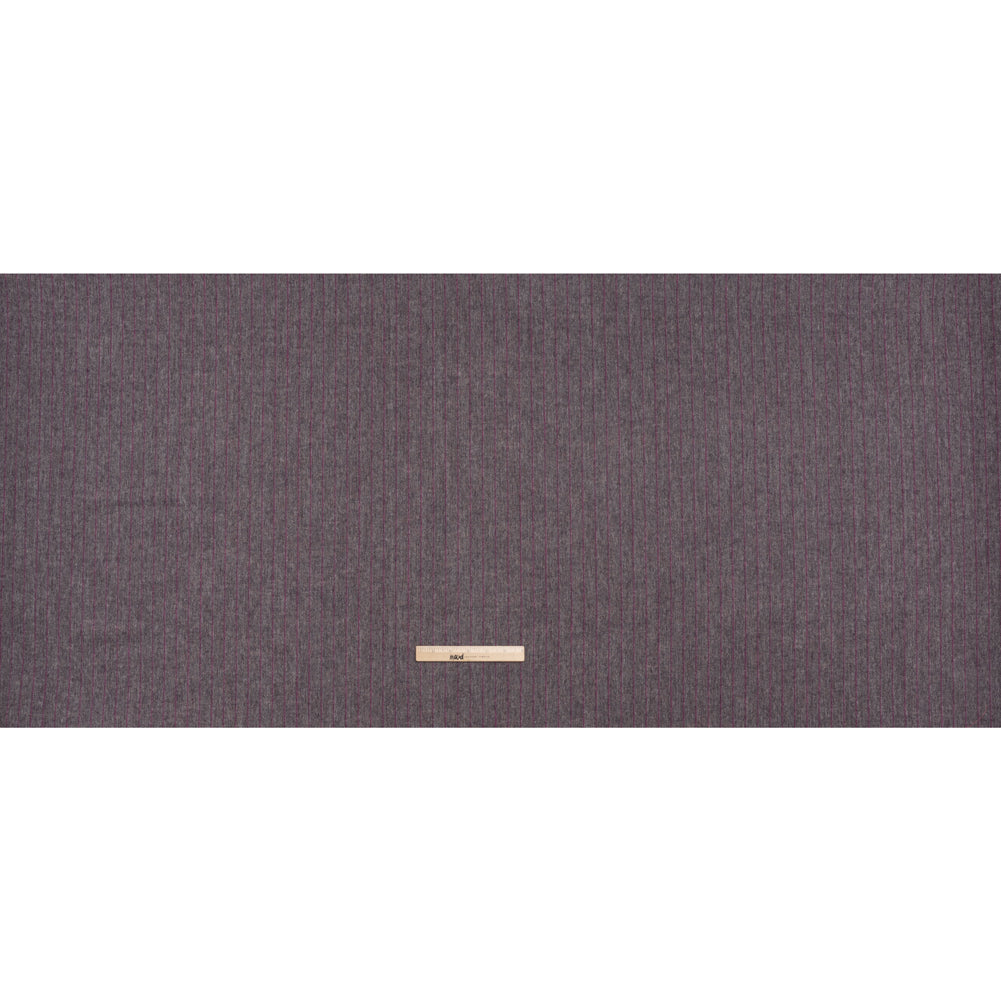 Brushed Wool Twill Made in Italy - Fuchsia and Gray Chalk Stripes - Deadstock
