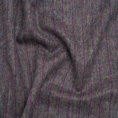 Brushed Wool Twill Made in Italy - Fuchsia and Gray Chalk Stripes - Deadstock