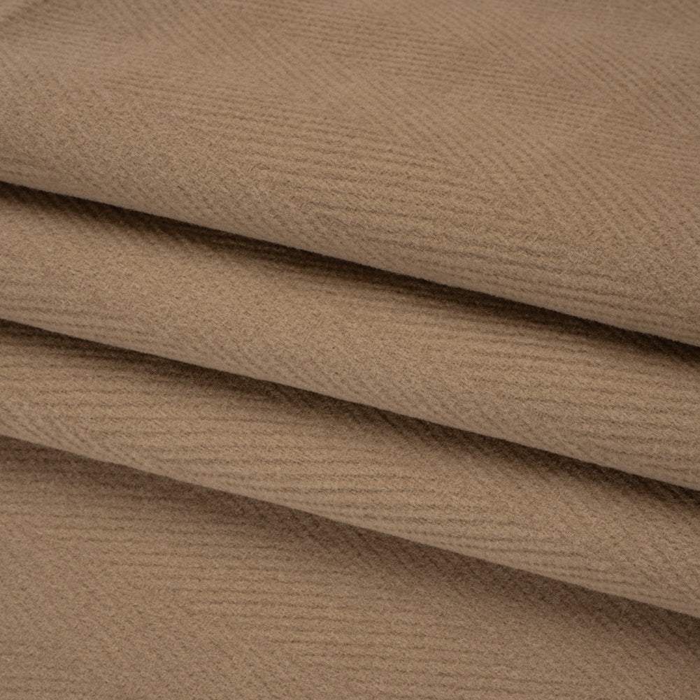 Wool Blend Herringbone Twill Coating Made in Italy - Tan - Deadstock