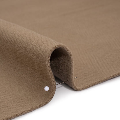 Wool Blend Herringbone Twill Coating Made in Italy - Tan - Deadstock