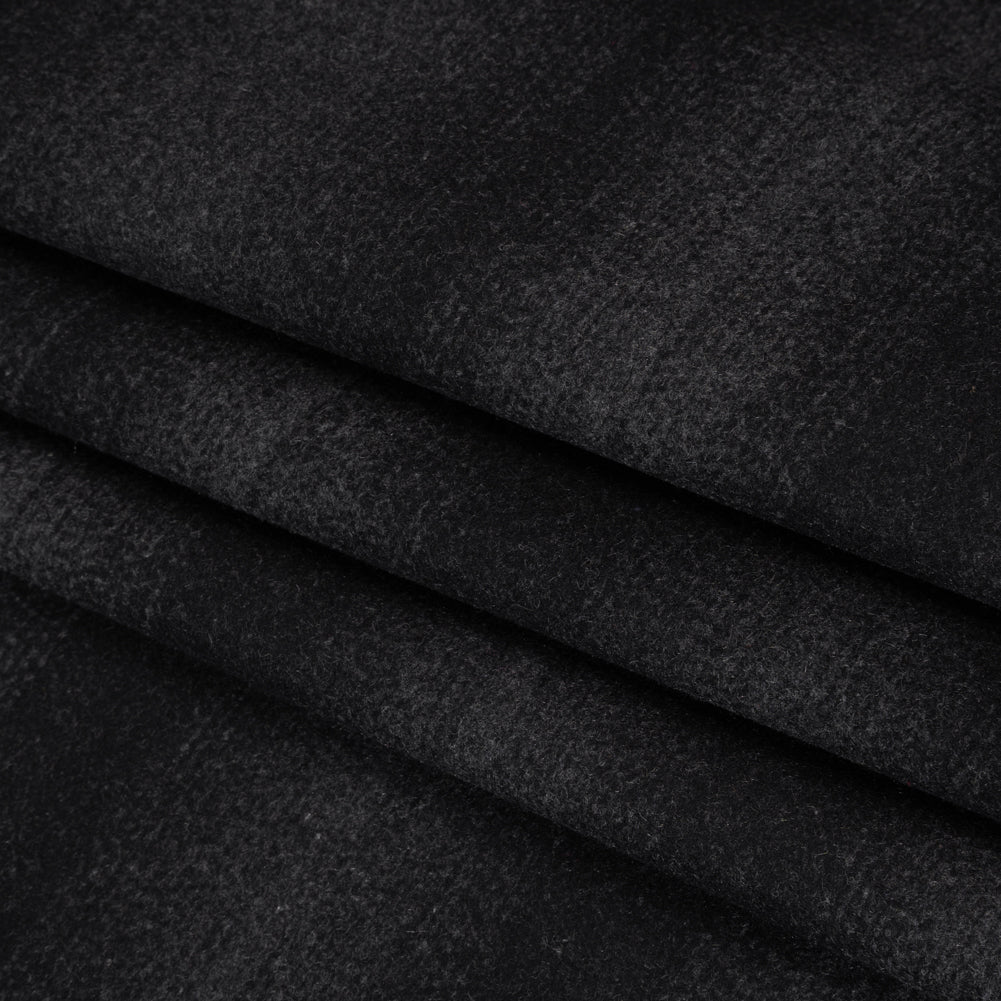 Brushed Wool Blend Coating - Dark Gray and Black Gradient Stripes - Deadstock Folded
