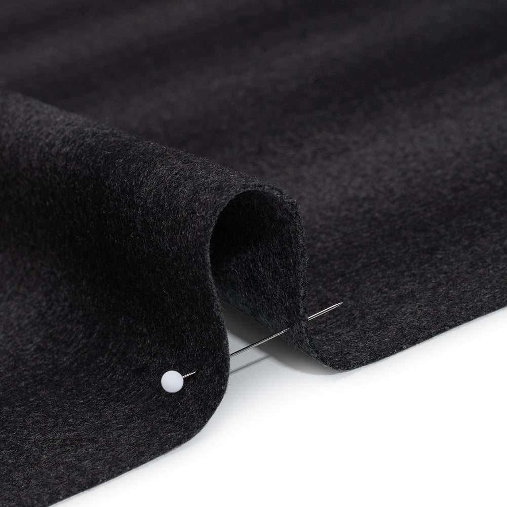 Brushed Wool Blend Coating - Dark Gray and Black Gradient Stripes - Deadstock Detail