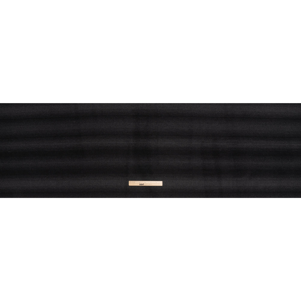 Brushed Wool Blend Coating - Dark Gray and Black Gradient Stripes - Deadstock - Full