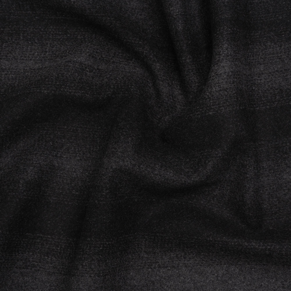 Brushed Wool Blend Coating - Dark Gray and Black Gradient Stripes - Deadstock