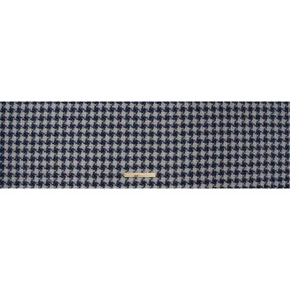 Metallic Polyester Tweed - Baby Blue, Dark Blue and Silver Houndstooth Check - Deadstock - Full