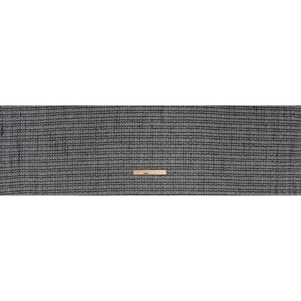 Metallic Polyester and Cotton Boucle Tweed - Black, Light Gray and Silver Stripes - Deadstock - Full