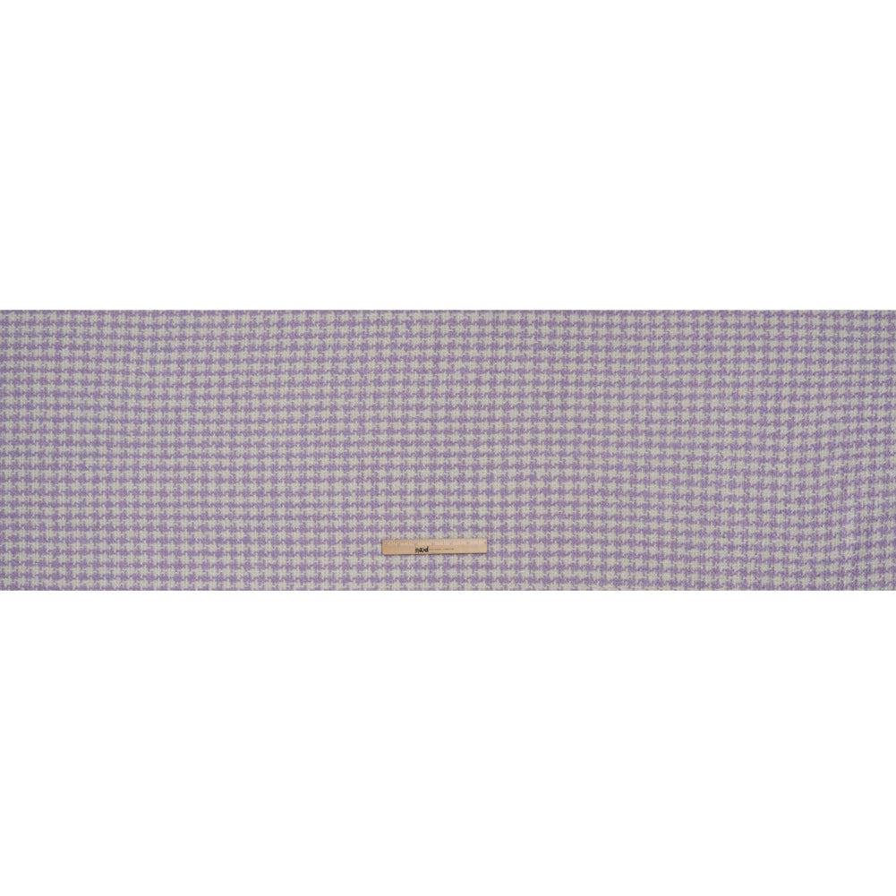 Polyester Boucle Tweed with Metallic Accents - Lavender, White and Silver Houndstooth - Deadstock - Full