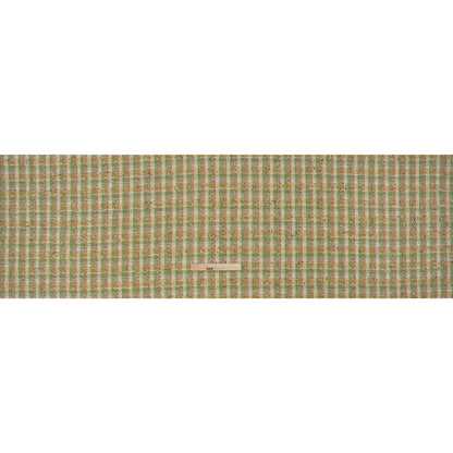 Metallic Polyester Boucle Tweed with Fringe - Avocado Green, Mustard and White Plaid - Deadstock - Full