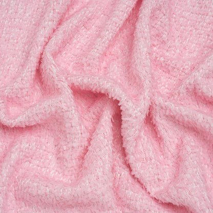 Flag Fringe Polyester Tweed - Baby Pink and White - Deadstock