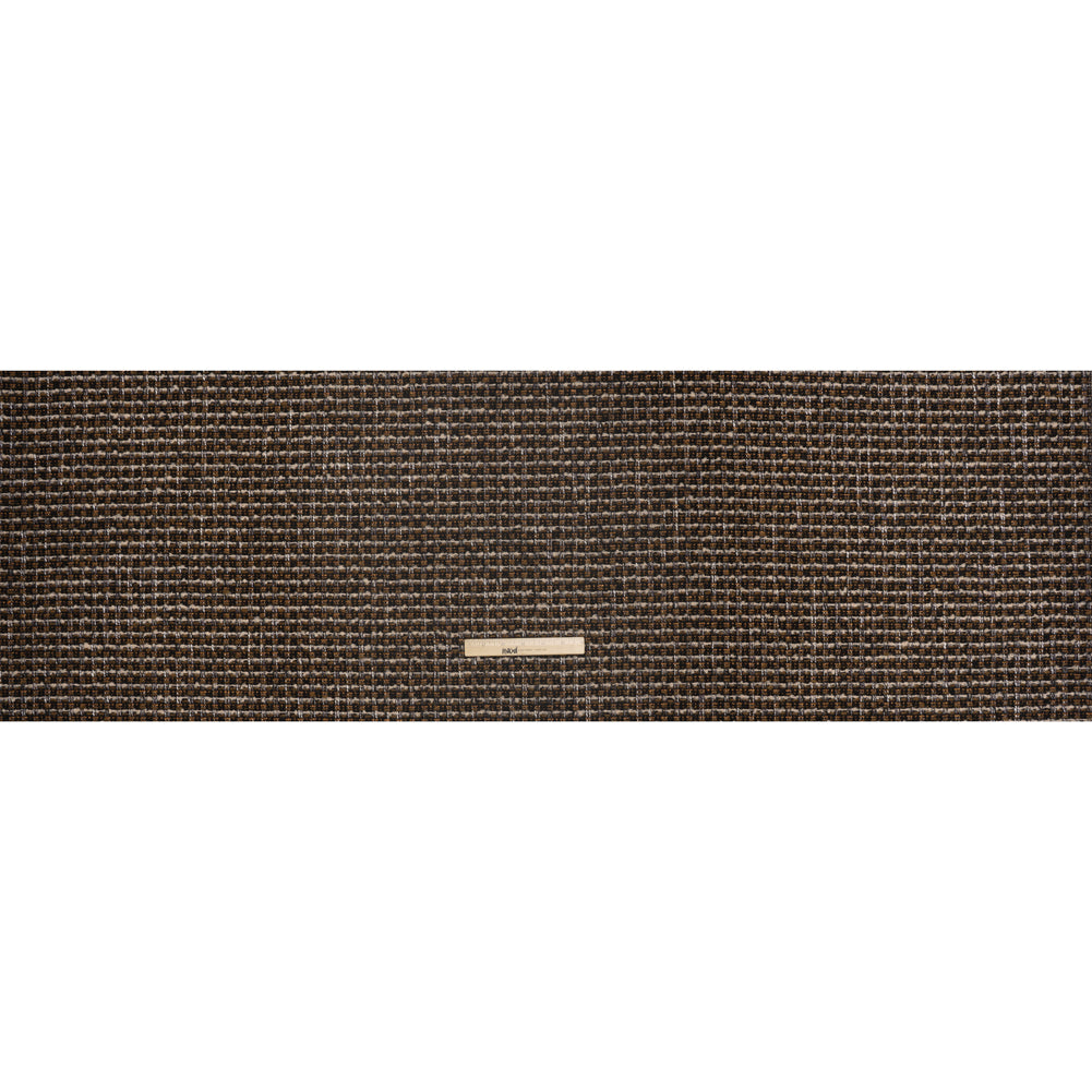 Metallic Wool Blend Boucle Tweed - Black, White and Copper Stripes - Deadstock - Full
