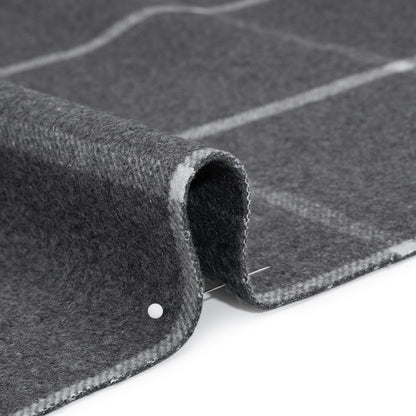 Brushed Wool Blend Double Cloth Coating - Heathered Gray and White Chalk Stripes and Windowpane Checks - Deadstock Detail