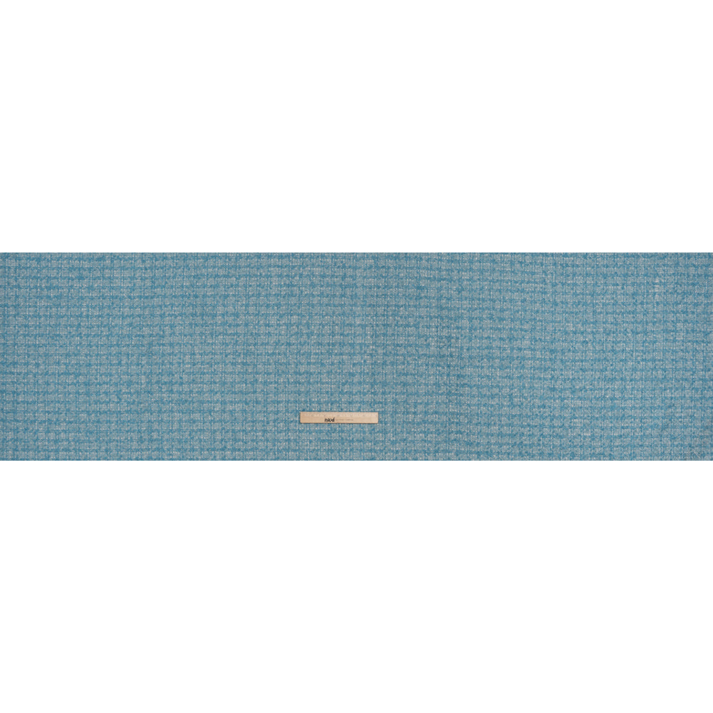 Wool Blend Boucle Tweed - Pale Blue, Sky and White Check - Deadstock - Full