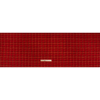 Polyester Tweedy Twill - Bright Red, Creamsicle and Brick Plaid - Deadstock - Full