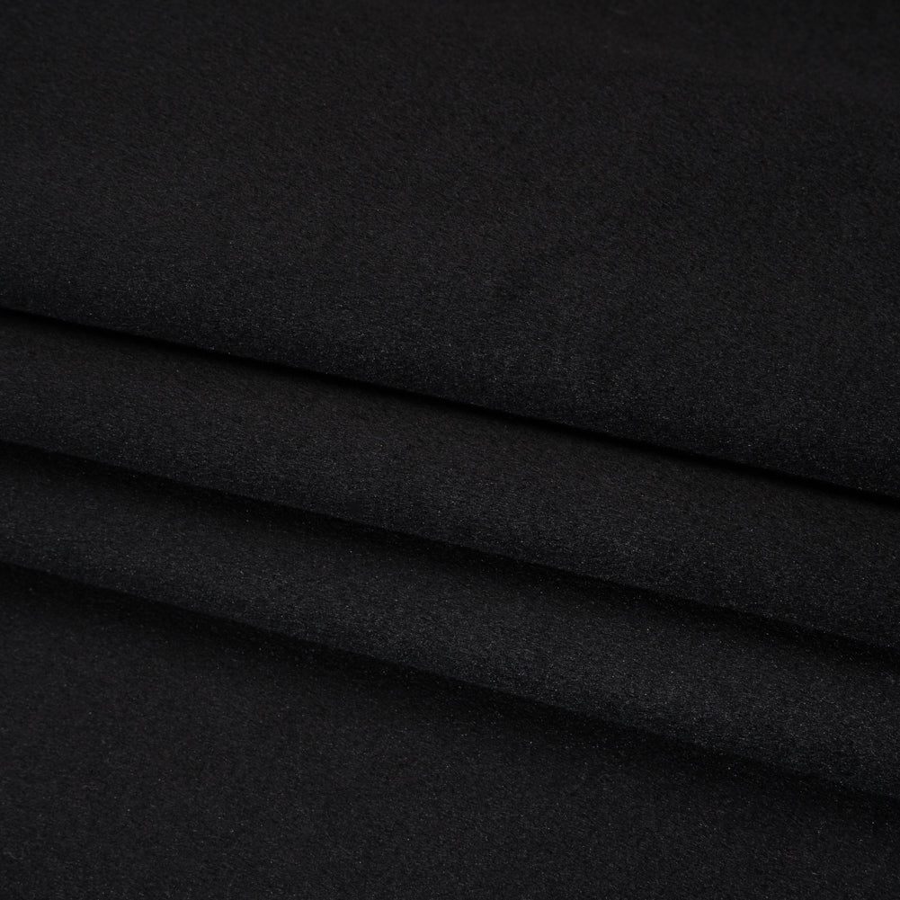 Brushed Wool Blend Twill Coating - Black - Deadstock Folded